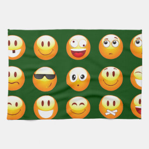 donkergroene emoji theedoek
