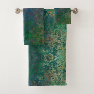 Donkergroene en blauwe alcoholinkt Abstract Bad Handdoek