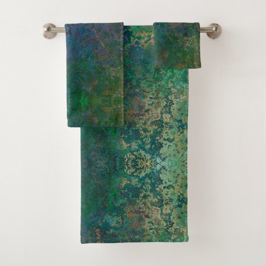Donkergroene en blauwe alcoholinkt Abstract Bad Handdoek (Insitu)