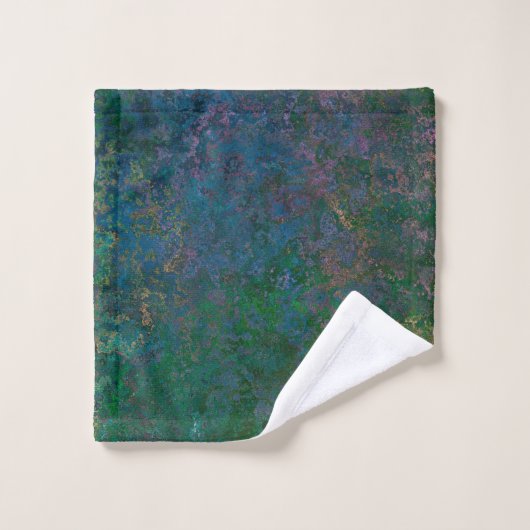 Donkergroene en blauwe alcoholinkt Abstract Bad Handdoek (Wasdoekje)