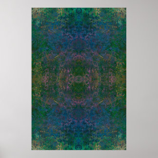 Donkergroene en blauwe alcoholinkt Abstract Poster