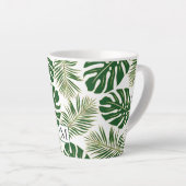 Donkergroene en gouden bladeren en monogram latte mok (Rechterhoek)