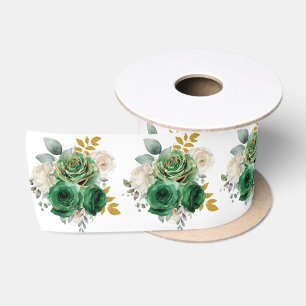 Donkergroene en gouden elegante bloemen lint