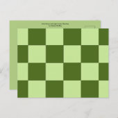 Donkergroene en lichtgroene cheques briefkaart (Voorkant / Achterkant)