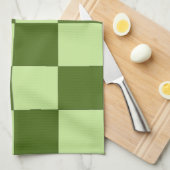 Donkergroene en lichtgroene cheques theedoek (Quarter Fold)