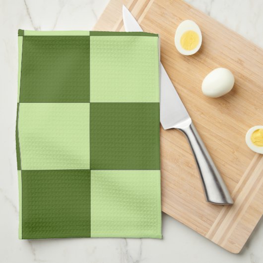 Donkergroene en lichtgroene cheques theedoek (Quarter Fold)