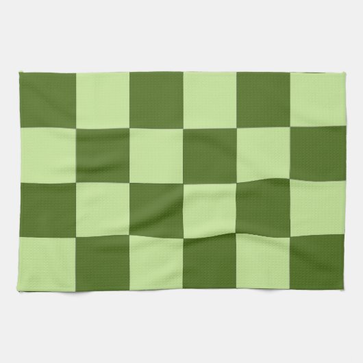 Donkergroene en lichtgroene cheques theedoek (Horizontaal)