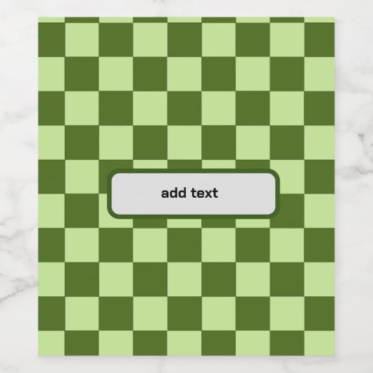 Donkergroene en lichtgroene cheques wijn etiket (Enkel label)