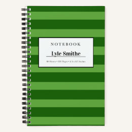 Donkergroene en limoengroene gestreepte gepersonal notitieboek