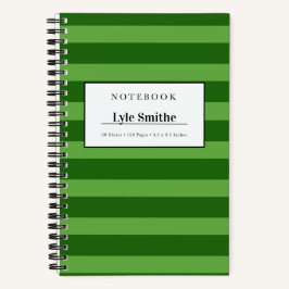 Donkergroene en limoengroene gestreepte gepersonal notitieboek