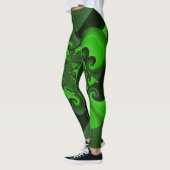 Donkergroene en limoenspiraal golflegging leggings (Links)