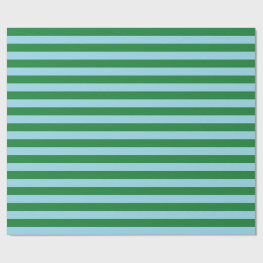 Donkergroene en pasteelblauwe strepen cadeaupapier (Vlak)