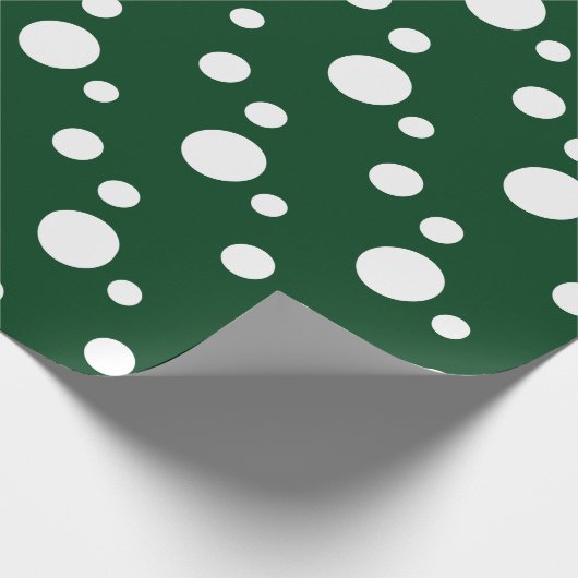 Donkergroene en witte pooldots cadeaupapier (Hoek)
