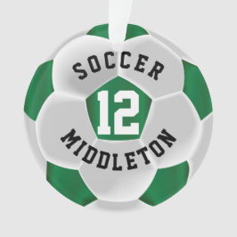 Donkergroene en witte sportbal ornament