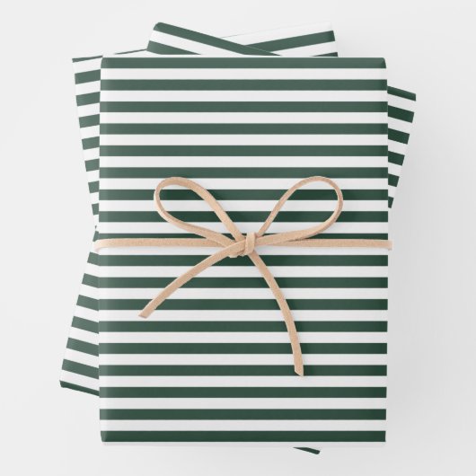 Donkergroene en witte strepen inpakpapier vel (In situ)