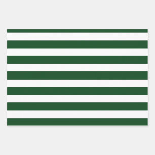 Donkergroene en witte strepen Moderne kerst Inpakpapier Vel