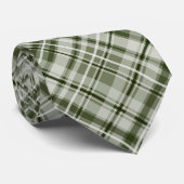 Donkergroene en witte tartan plaid stropdas (Opgerold)