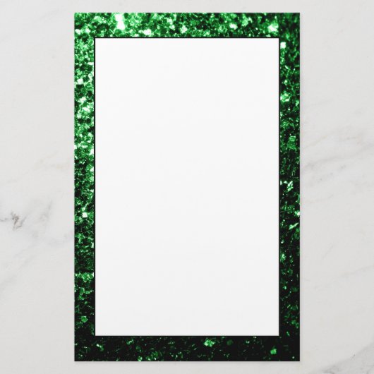 Donkergroene faux glitter sparken briefpapier (Voorkant)