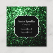 Donkergroene faux glitter sparkles Monogram Vierkante Visitekaartje (Voorkant)