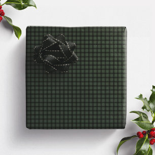 Donkergroene geruite eenvoudige Kerstvakantie Cadeaupapier