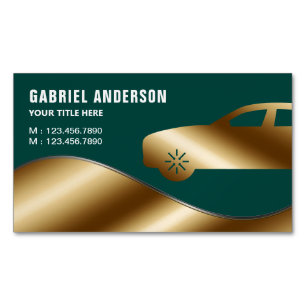 Donkergroene gouden luxe autohuur Chauffeur Magnetisch Visitekaartje