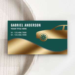 Donkergroene gouden luxe autohuur Chauffeur Visitekaartje