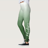 Donkergroene Gradient Geometry Mesh Patroon Naam Leggings (Links)