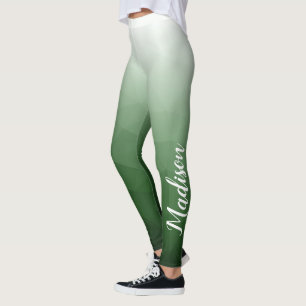 Donkergroene Gradient Geometry Mesh Patroon Naam Leggings