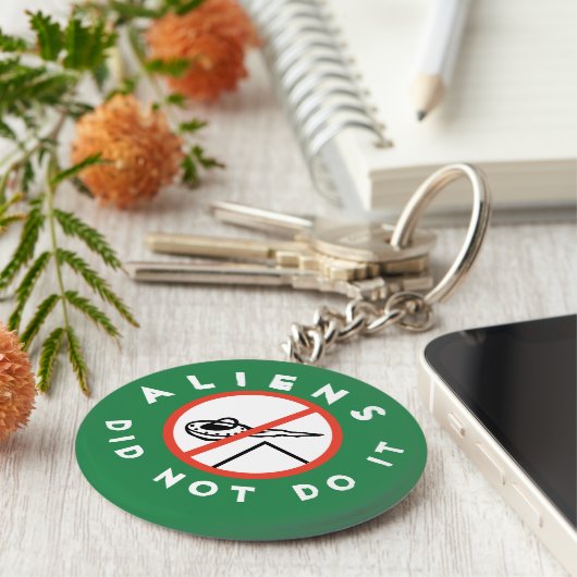 Donkergroene grappige buitenaardse wezens deden he sleutelhanger (Zijkant)