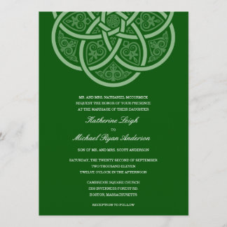 Donkergroene Keltische Knot Wedding Invitations Kaart