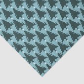 Donkergroene kerstbomen op blauw tissuepapier (Detail)