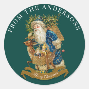 Donkergroene  kerstkerstkerstbeker ronde sticker