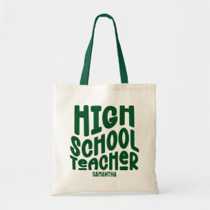 Donkergroene leraar op de middelbare school tote bag
