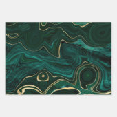 Donkergroene malachite en goudflaag-vining inpakpapier vel (Voorkant 3)