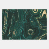 Donkergroene malachite en goudflaag-vining inpakpapier vel (Voorkant 2)