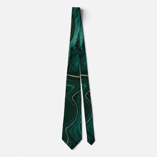 Donkergroene malachite en goudflaag-vining stropdas (Voorkant)