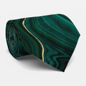 Donkergroene malachite en goudflaag-vining stropdas (Opgerold)