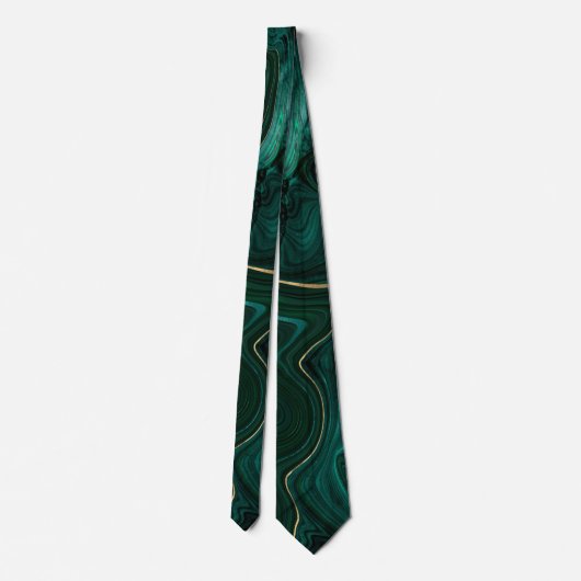 Donkergroene malachite en goudflaag-vining stropdas (Achterkant)