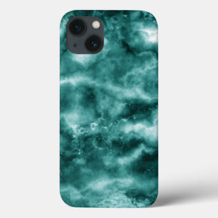 Donkergroene marmertextuur iPhone 13 hoesje