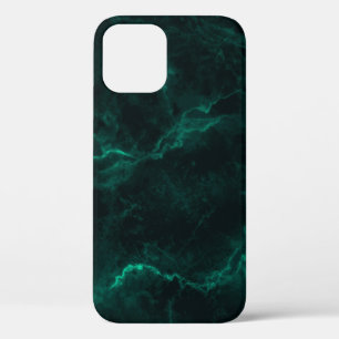 Donkergroene marmertextuur iPhone 12 hoesje