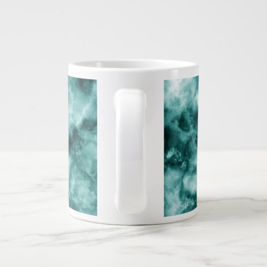 Donkergroene marmertextuur jumbo beker (Achterkant)