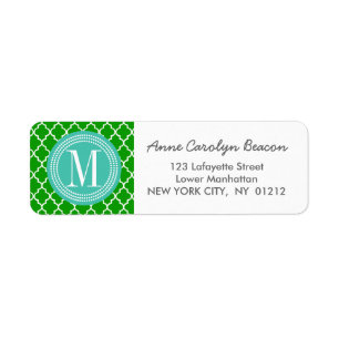 Donkergroene Marokkaanse tegels, met speciale aand Etiket