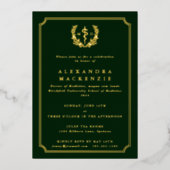 Donkergroene MD Asclepius + Laurel Wreated Afstude Folie Uitnodiging (Voorkant)