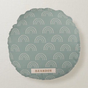 Donkergroene minimale regenboogronde baby ronde pi rond kussen