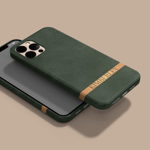 Donkergroene moderne elegante naam gepersonaliseer iPhone 13 hoesje