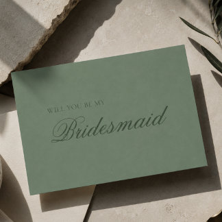 Donkergroene moderne typografie bruidsmeisje voors kaart