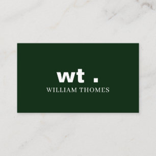 Donkergroene Monogram Minimalistische Zakelijke St Visitekaartje