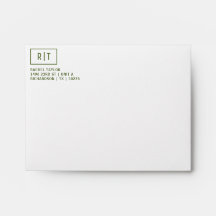 Donkergroene monogram retouradres