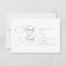 Donkergroene monogram trouw-RSVP kaart