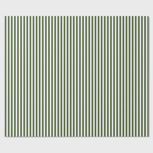 Donkergroene mosgroene en witte strepen cadeaupapier (Vlak)